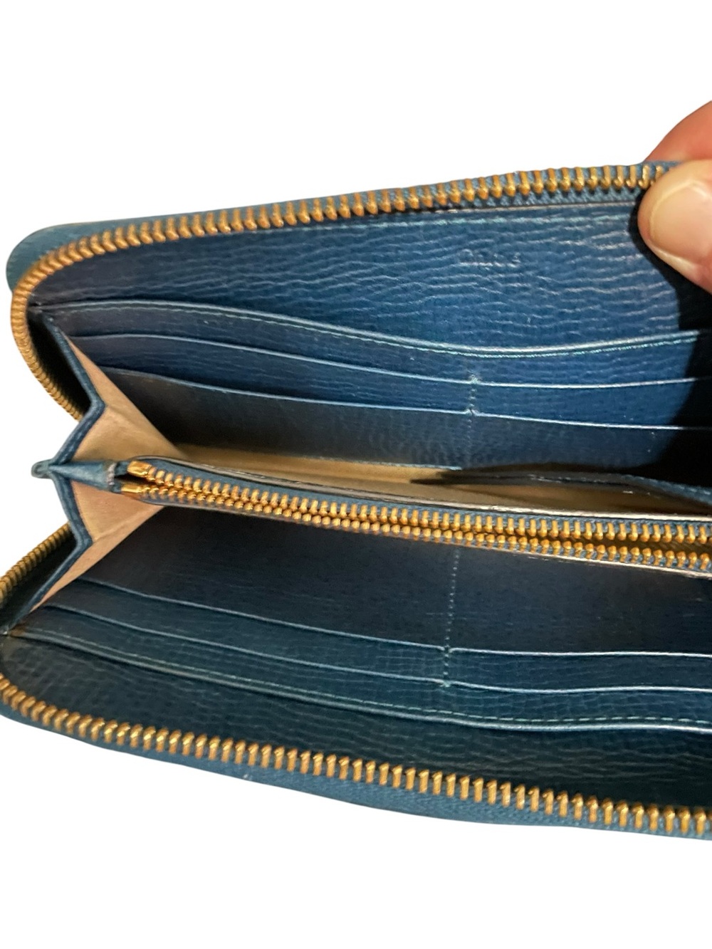Chloé Lily Bow Zip Around Wallet - Grained Blue Leather Authentic COA CARD - Picture 11 of 15
